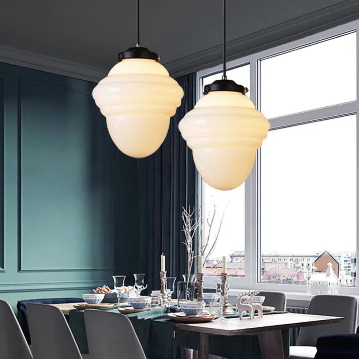 Lampe Suspendue en Verre Mat – Luminaire Suspendu Géométrique pour Salle à Manger et Salon, Éclairage Doux et Élégant 3