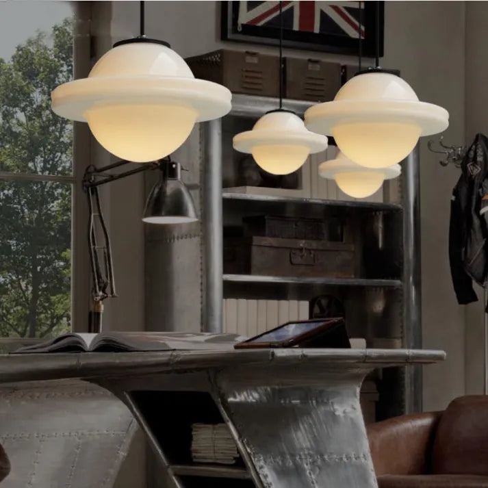 Lampe Suspendue en Verre Mat – Luminaire Suspendu Géométrique pour Salle à Manger et Salon, Éclairage Doux et Élégant 4