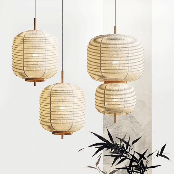 Lampe à Suspension Japonaise en Papier de Riz – Éclairage Minimaliste Réglable avec Lumière Chaude 1