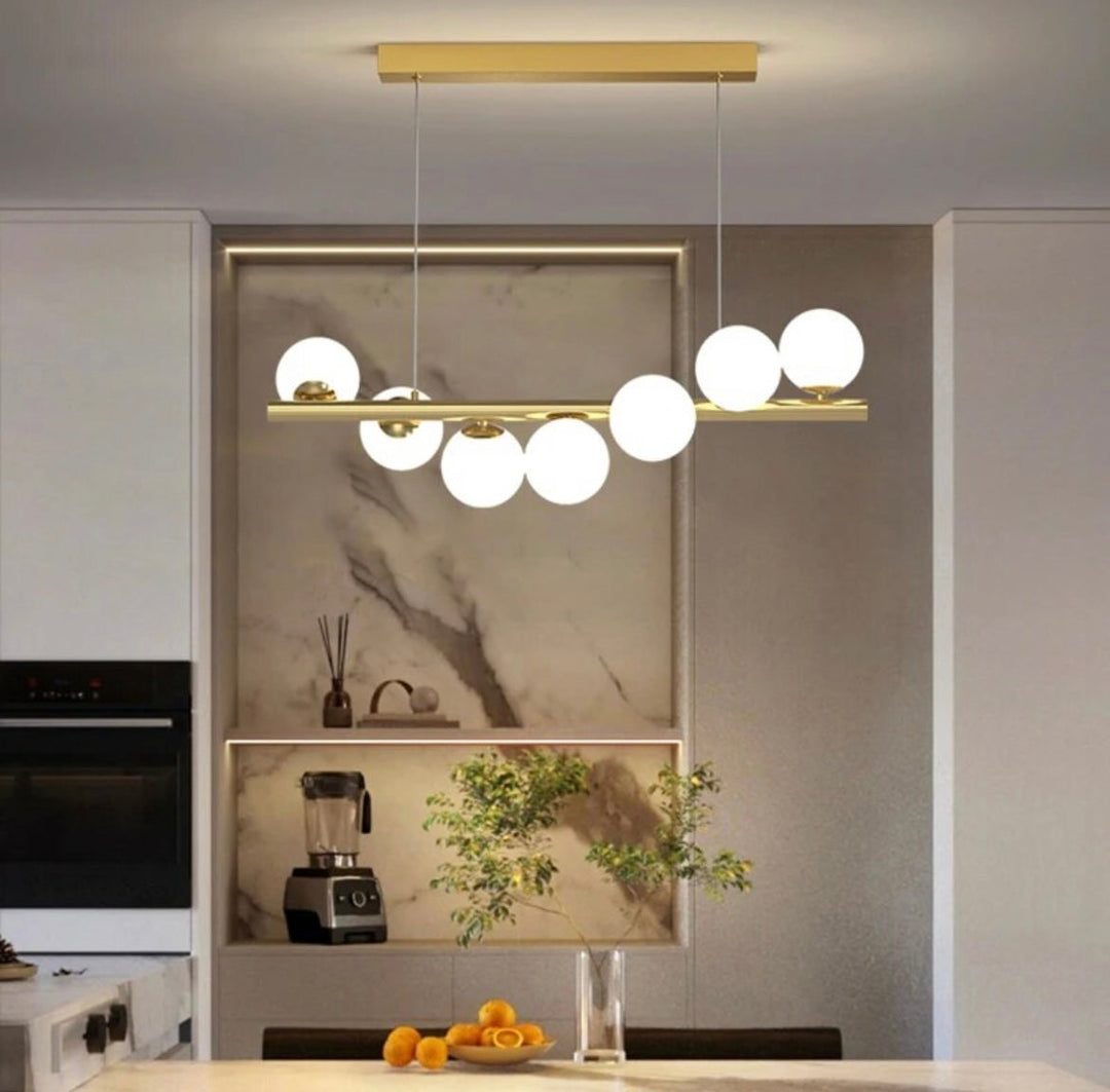 Lampe à Suspension en Marbre et Laiton – Luminaire Design pour Chambre et Salon avec Abat-jour en Lin Clair 1