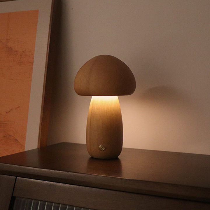Lampe de Chevet Design en Bois Champignon LED pour Enfants - Éclairage Doux et Apaisant, Ambiance Féérique 12