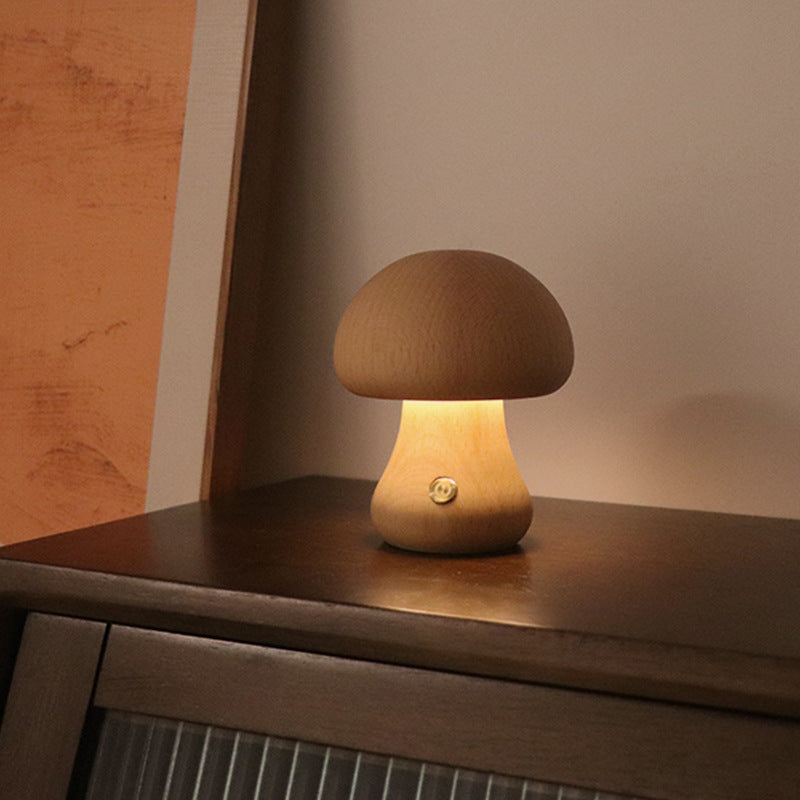 Lampe de Chevet Design en Bois Champignon LED pour Enfants - Éclairage Doux et Apaisant, Ambiance Féérique 3