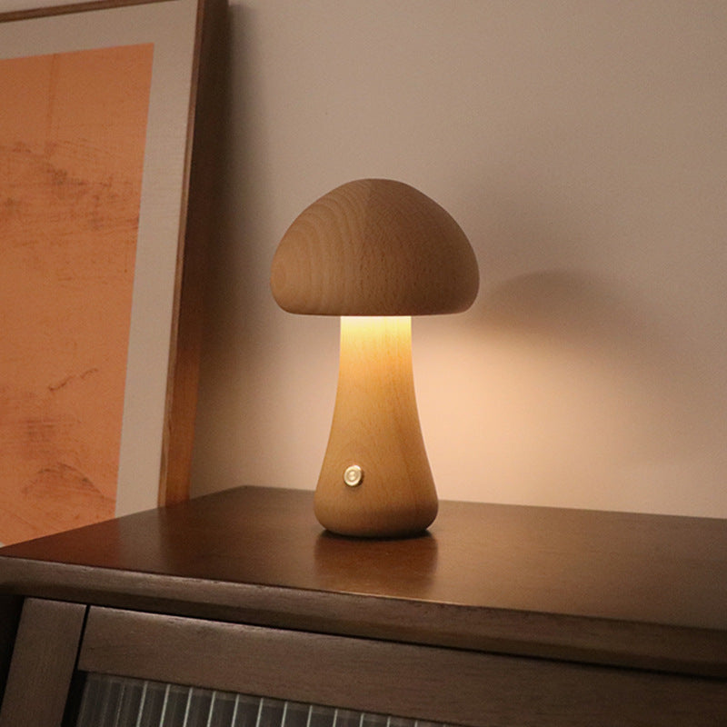 Lampe de Chevet Design en Bois Champignon LED pour Enfants - Éclairage Doux et Apaisant, Ambiance Féérique 4