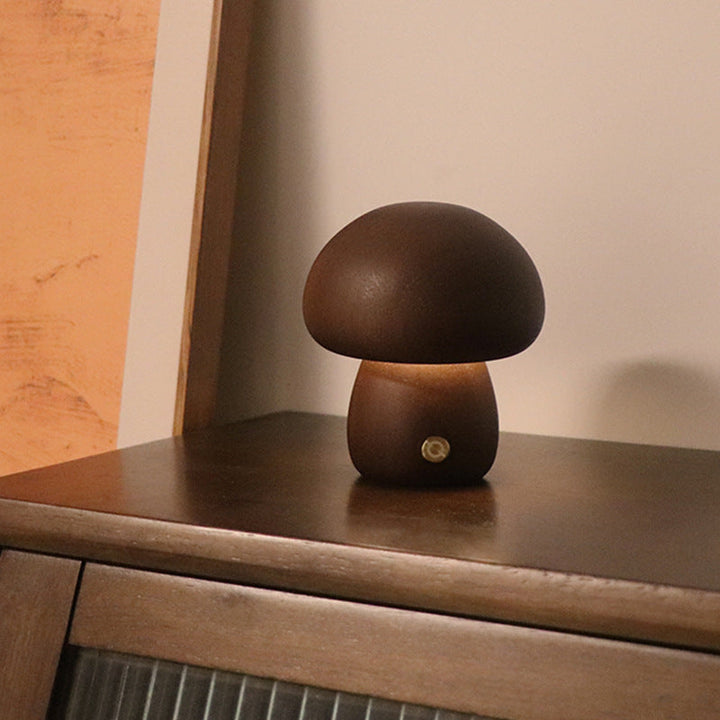 Lampe de Chevet Design en Bois Champignon LED pour Enfants - Éclairage Doux et Apaisant, Ambiance Féérique 5