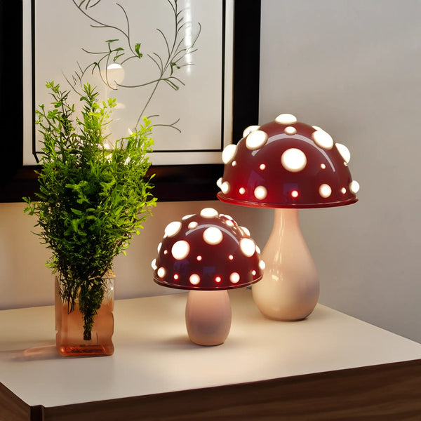 Lampe de Table Design Inspirée du Champignon Amanita avec Éclairage LED – Aluminium, Lumière Chaude, Polyvalente 2