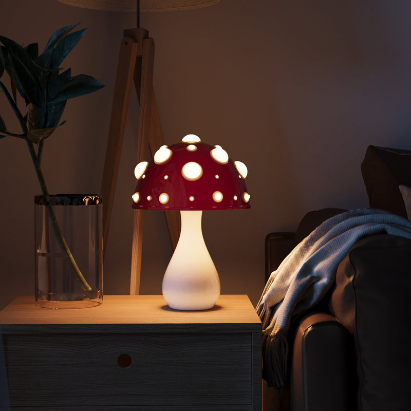 Lampe de Table Design Inspirée du Champignon Amanita avec Éclairage LED – Aluminium, Lumière Chaude, Polyvalente 3