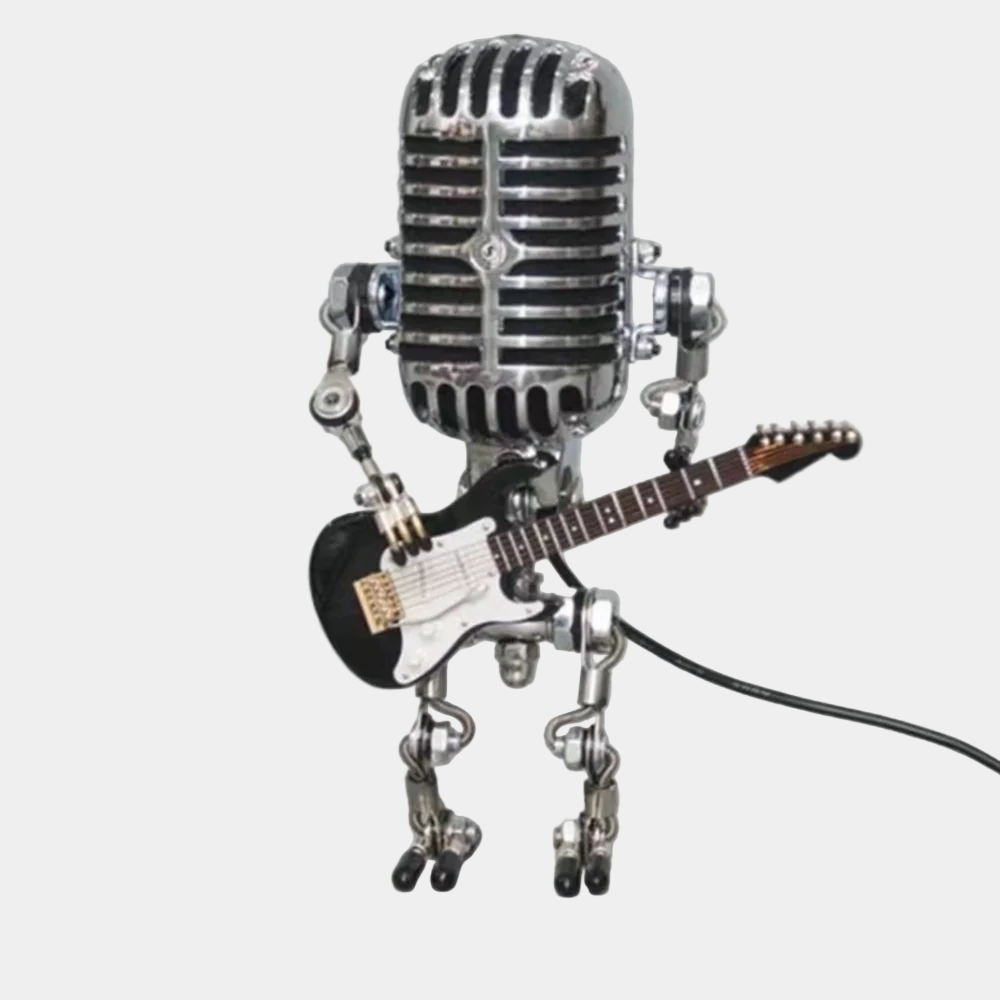 Lampe de Table Design Robot avec Guitare – Éclairage Moderne Multicolore pour Intérieurs Créatifs, 30 cm de Haut 0