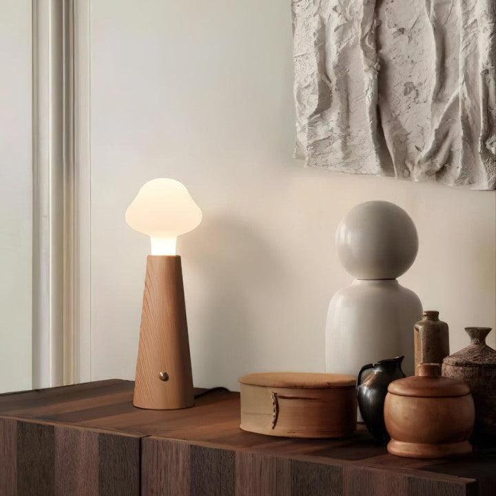 Lampe de Table Élégante en Bois avec Éclairage Doux – Idéale pour Chambre et Bureau, 14 cm x 42 cm 2