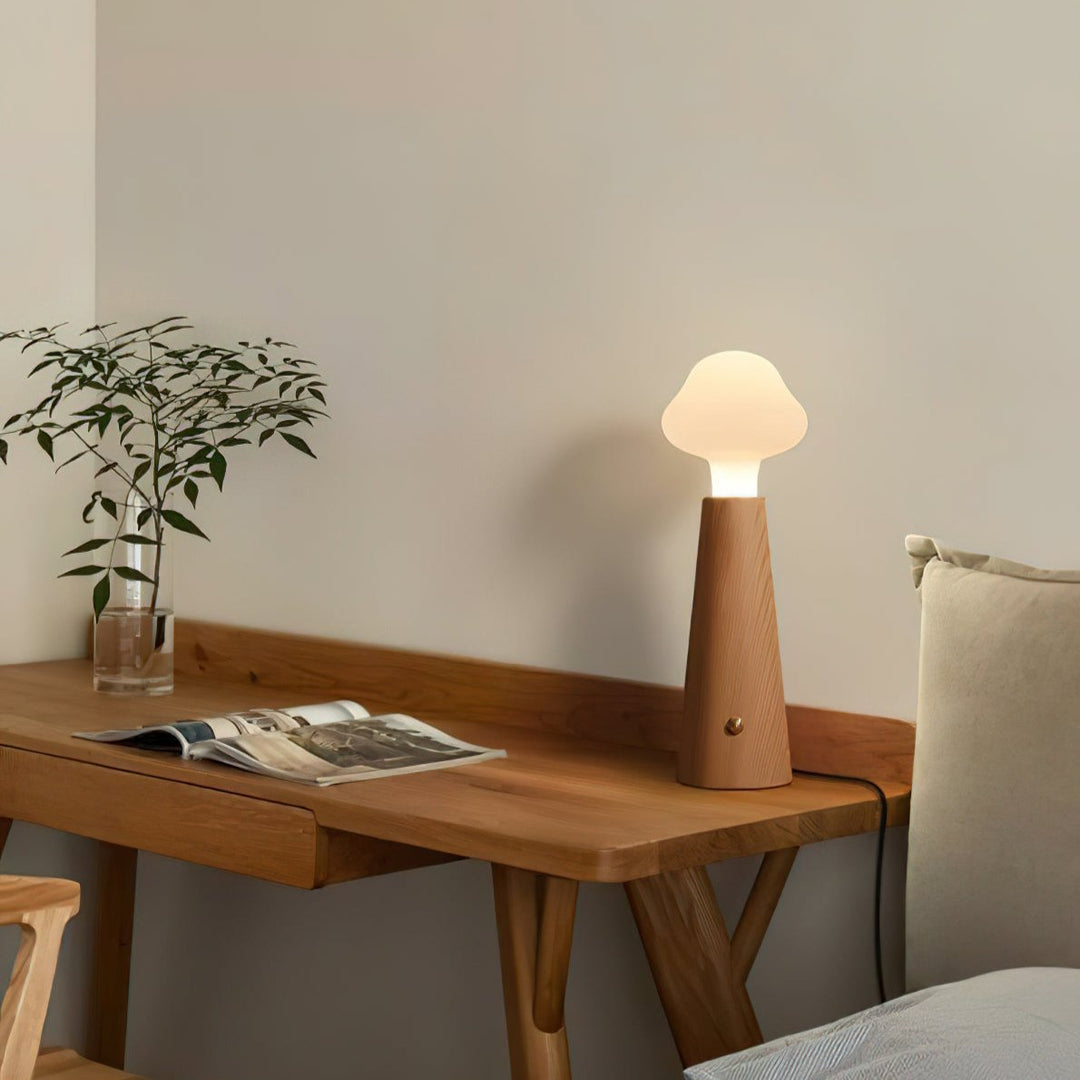 Lampe de Table Élégante en Bois avec Éclairage Doux – Idéale pour Chambre et Bureau, 14 cm x 42 cm 3