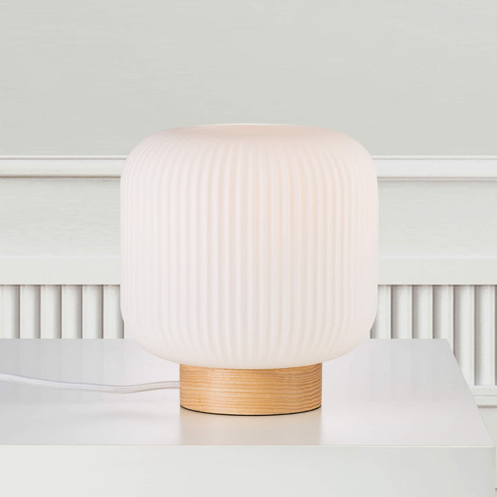 Lampe de Table Élégante en Verre Opale avec Design Unique – 20 cm 0