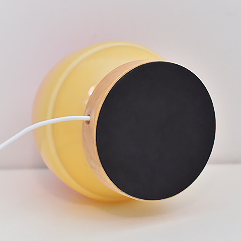 Lampe de Table Rechargeable Sans Fil en Verre de Pêche avec Base en Bois – Éclairage LED Ambiant 6