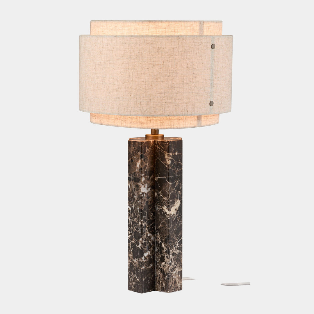 Lampe de Table en Marbre Brutaliste avec Abat-jour en Lin – Éclairage Doux et Élégant pour Salon ou Bureau 1