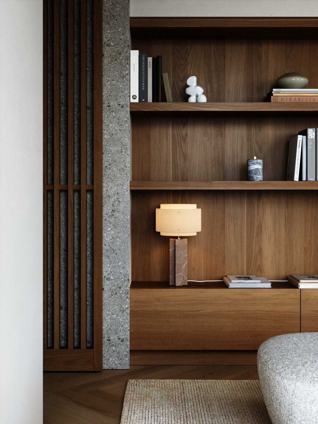 Lampe de Table en Marbre Brutaliste avec Abat-jour en Lin – Éclairage Doux et Élégant pour Salon ou Bureau 3