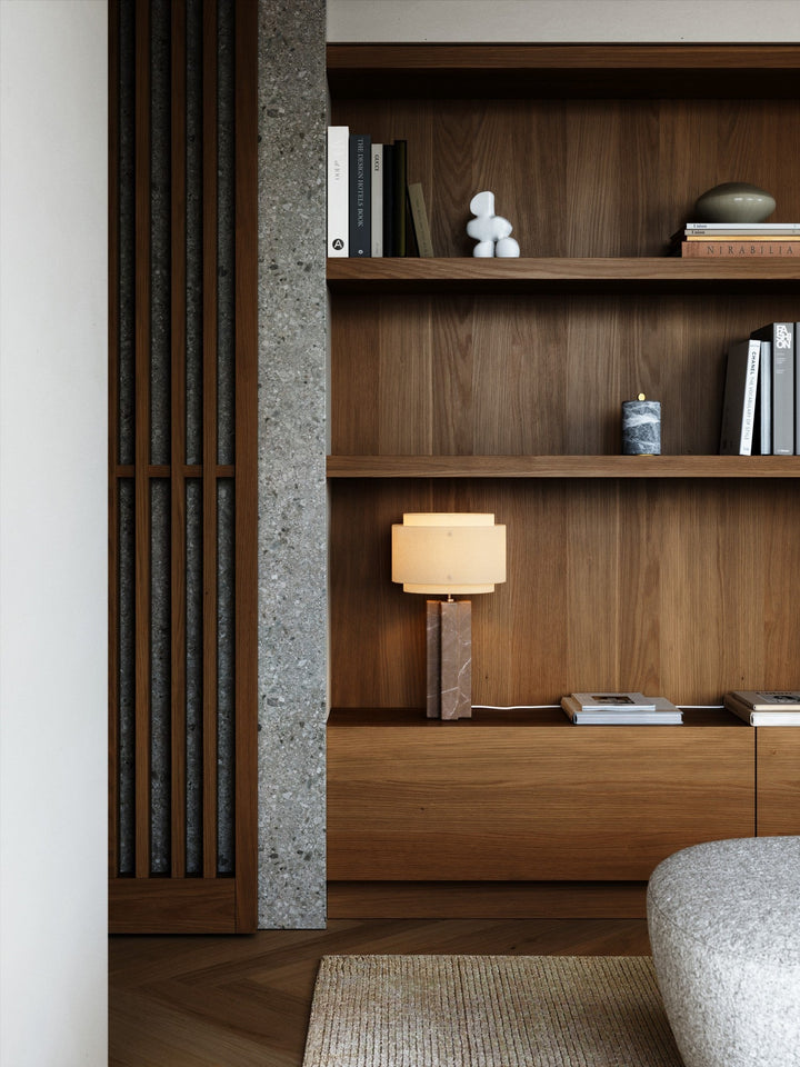 Lampe de Table en Marbre Brutaliste avec Abat-jour en Lin – Éclairage Doux et Élégant pour Salon ou Bureau 3