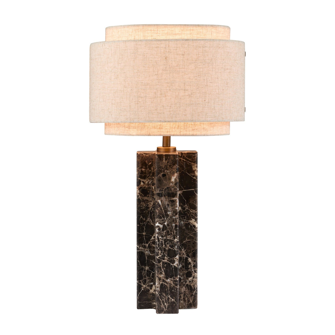 Lampe de Table en Marbre Brutaliste avec Abat-jour en Lin – Éclairage Doux et Élégant pour Salon ou Bureau 6