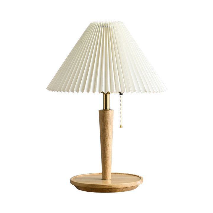 Lampe en Bois Naturel avec Abat-jour Plissé – Lampe de Chevet Bois Éclairage Élégant et Chaleureux 9