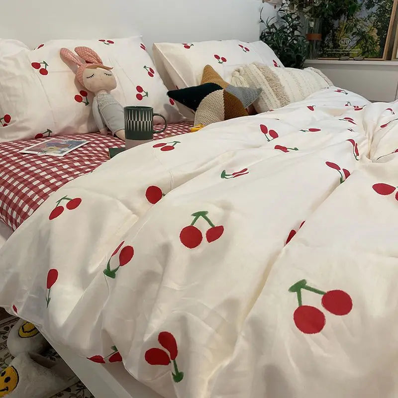 Literie Florale Rose avec Housse de Couette et Taies d'Oreiller en Coton – Confort Élégant pour Chambre Filles 1