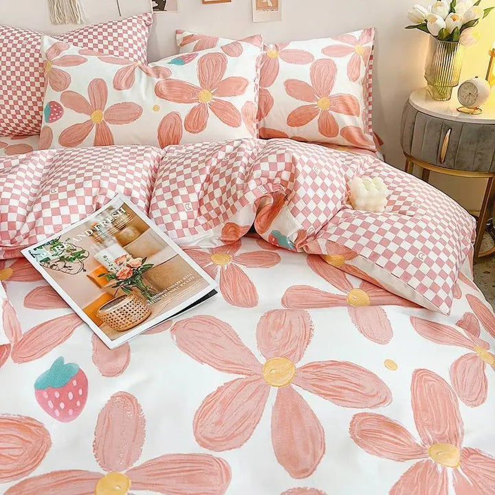 Literie Florale Rose avec Housse de Couette et Taies d'Oreiller en Coton – Confort Élégant pour Chambre Filles 5