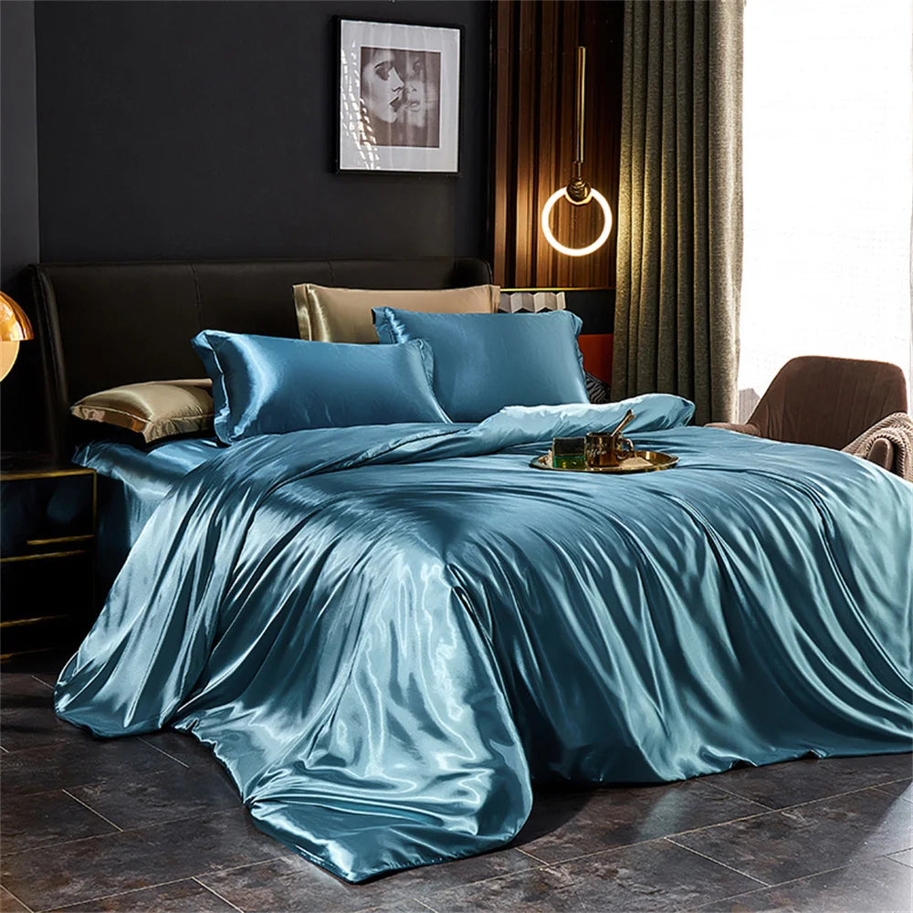 Literie en Satin de Luxe – Ensemble Housse de Couette, Drap-Housse et Taies d'Oreiller 3