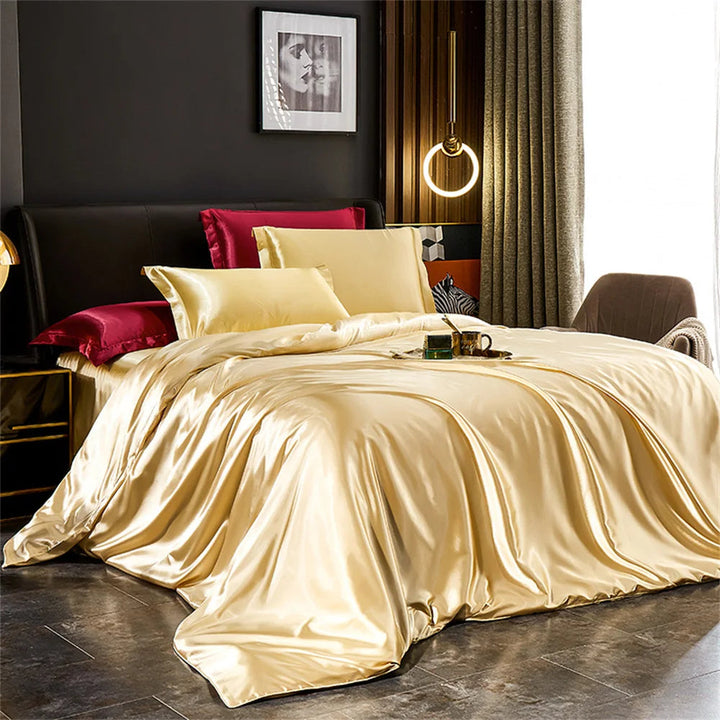 Literie en Satin de Luxe – Ensemble Housse de Couette, Drap-Housse et Taies d'Oreiller 4