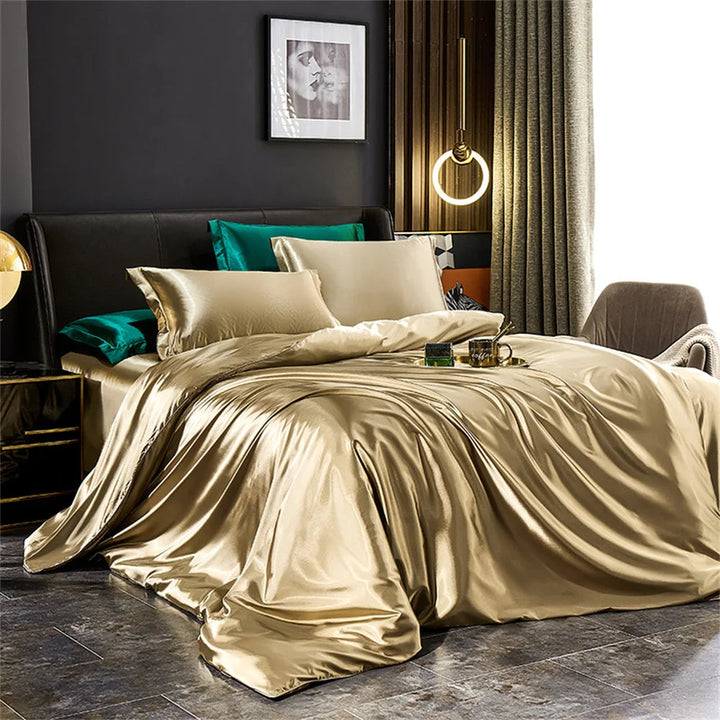 Literie en Satin de Luxe – Ensemble Housse de Couette, Drap-Housse et Taies d'Oreiller 5