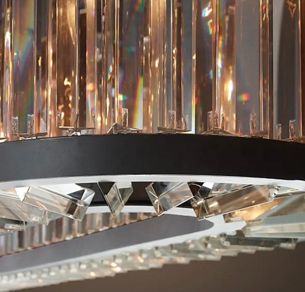 Lustre Moderne en Métal Noir Mat avec Cristaux K9 pour Salle à Manger Élegante 2