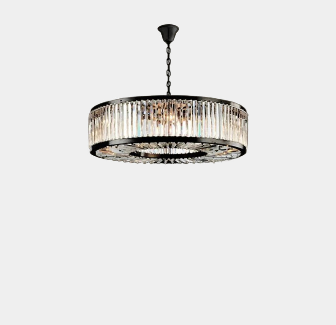 Lustre Moderne en Métal Noir Mat avec Cristaux K9 pour Salle à Manger Élegante 3