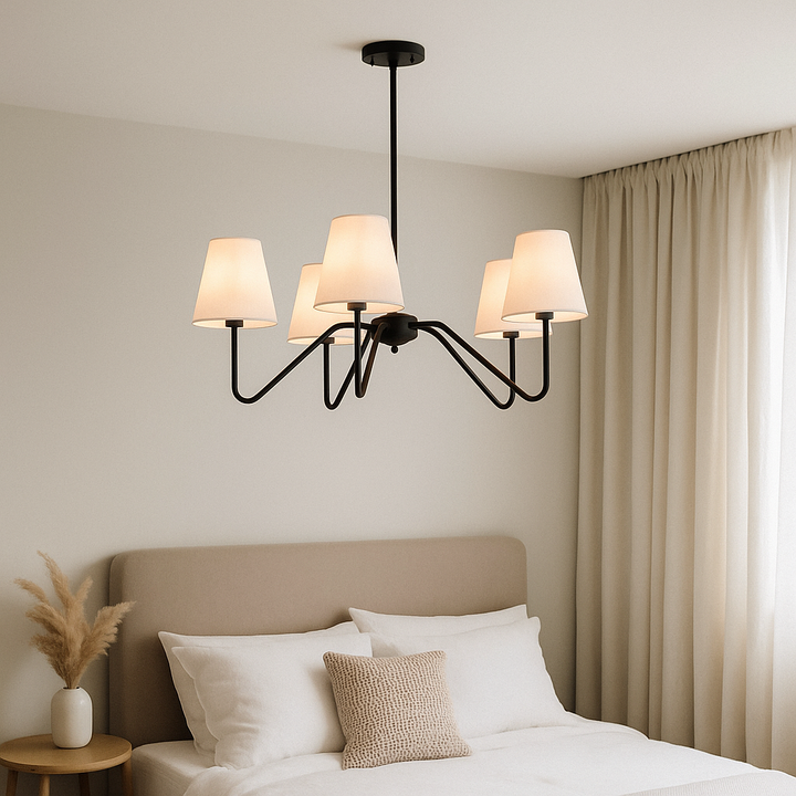 Lustre Moderne en Soie avec Éclairage LED – Ø 77,5 cm, Aluminium et Tissu Élégant 0