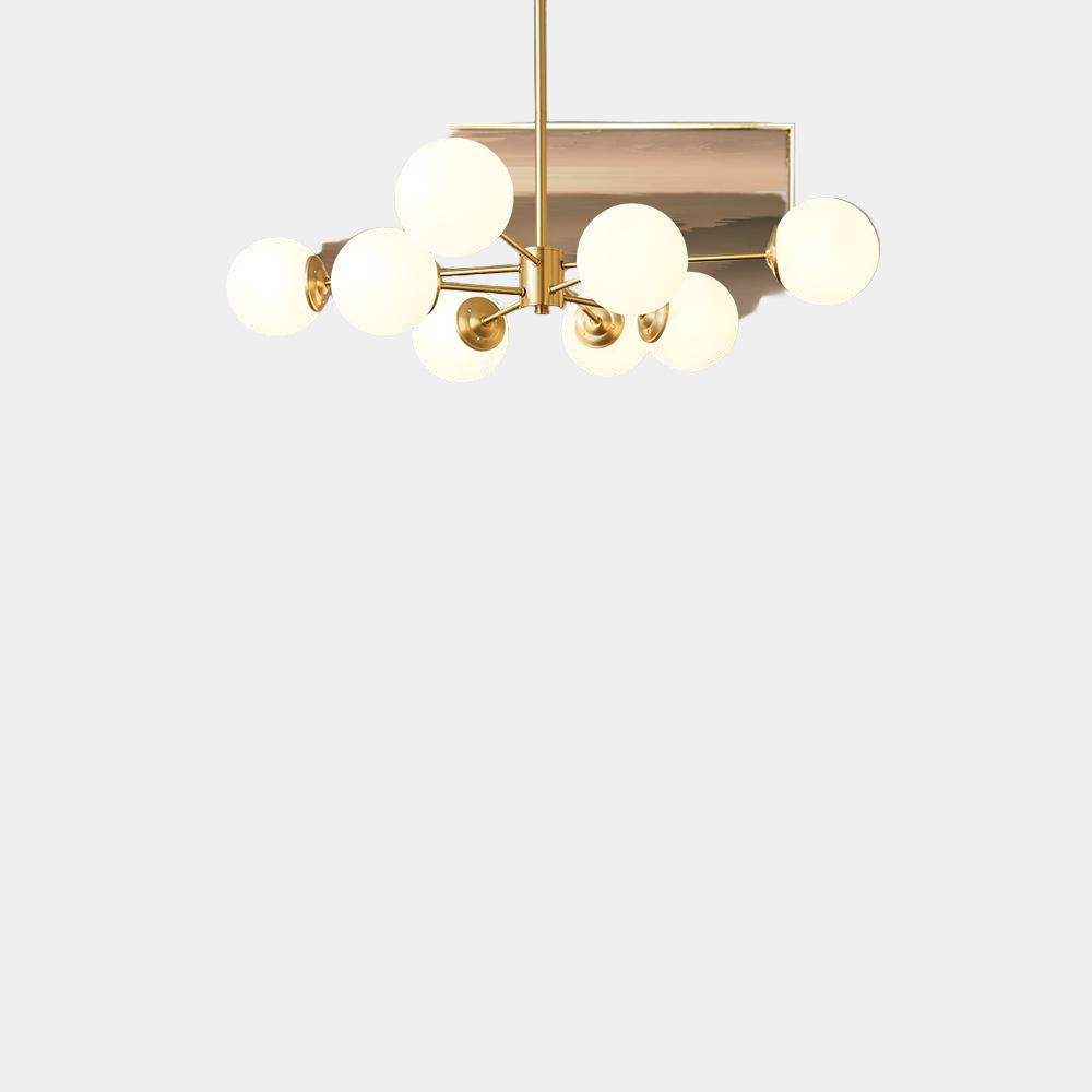 Lustre Moderne en Verre Opale Design Spoutnik – Luminaire Suspendu Réglable pour Chambre et Salle à Manger 0