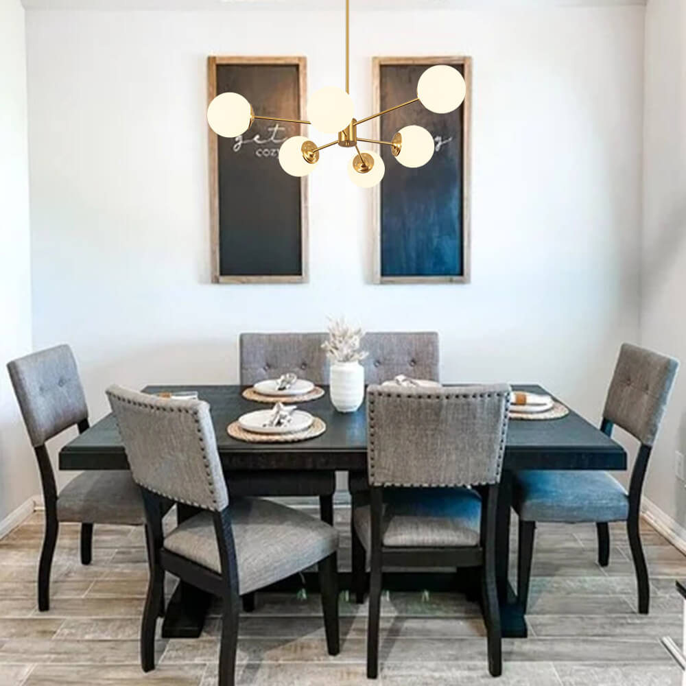 Lustre Moderne en Verre Opale Design Spoutnik – Luminaire Suspendu Réglable pour Chambre et Salle à Manger 2