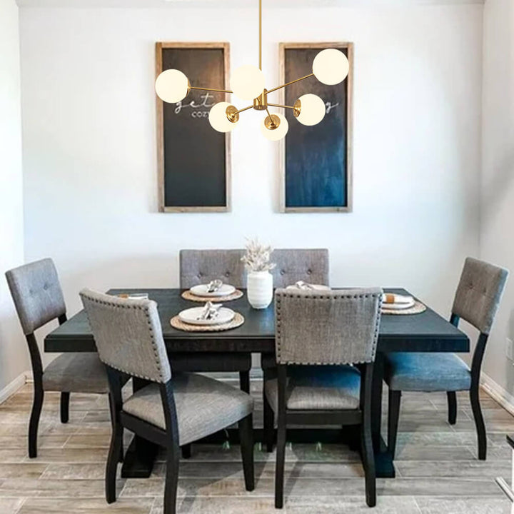 Lustre Moderne en Verre Opale Design Spoutnik – Luminaire Suspendu Réglable pour Chambre et Salle à Manger 2