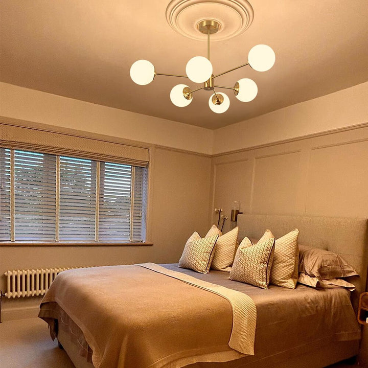 Lustre Moderne en Verre Opale Design Spoutnik – Luminaire Suspendu Réglable pour Chambre et Salle à Manger 5