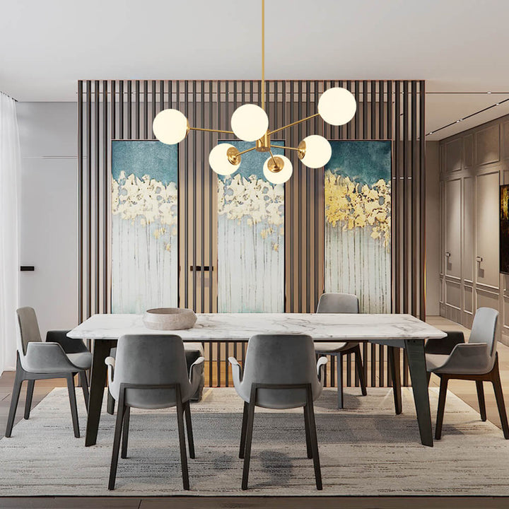 Lustre Moderne en Verre Opale Design Spoutnik – Luminaire Suspendu Réglable pour Chambre et Salle à Manger 6