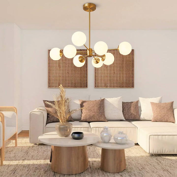 Lustre Moderne en Verre Opale Design Spoutnik – Luminaire Suspendu Réglable pour Chambre et Salle à Manger 7