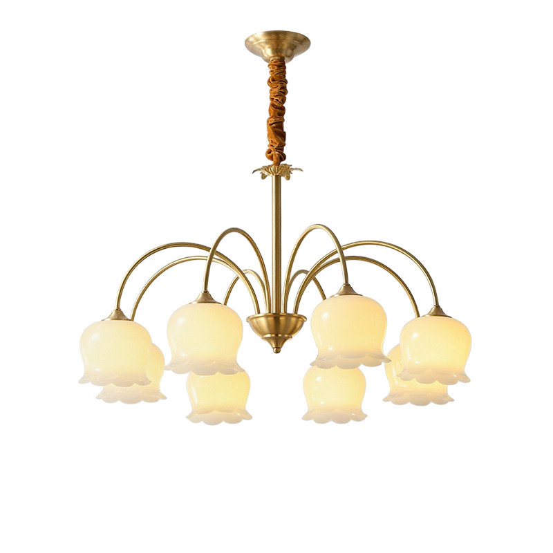 Lustre en Cuivre Classique Ø 80 cm pour Salon et Salle à Manger - Éclairage Doux et Élégant 0