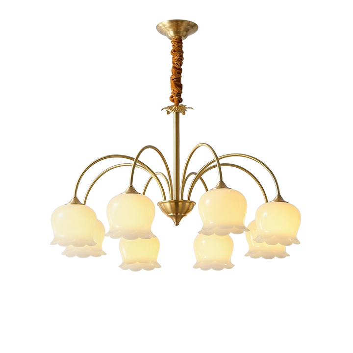 Lustre en Cuivre Classique Ø 80 cm pour Salon et Salle à Manger - Éclairage Doux et Élégant 0