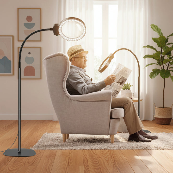 Full Page LED Magnifier Flexible Arm Reading Crafts Hobbies