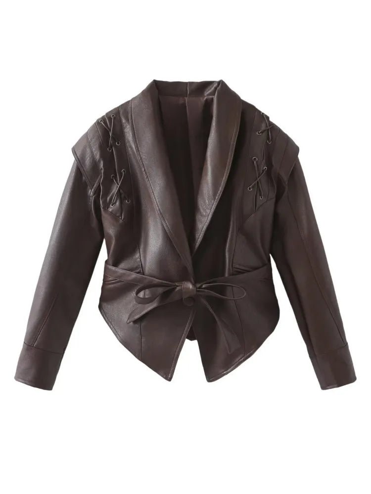 Manteau Hiver Femme Long avec Ceinture à Nouer en PU – Élégant et Confortable pour un Style Moderne 0