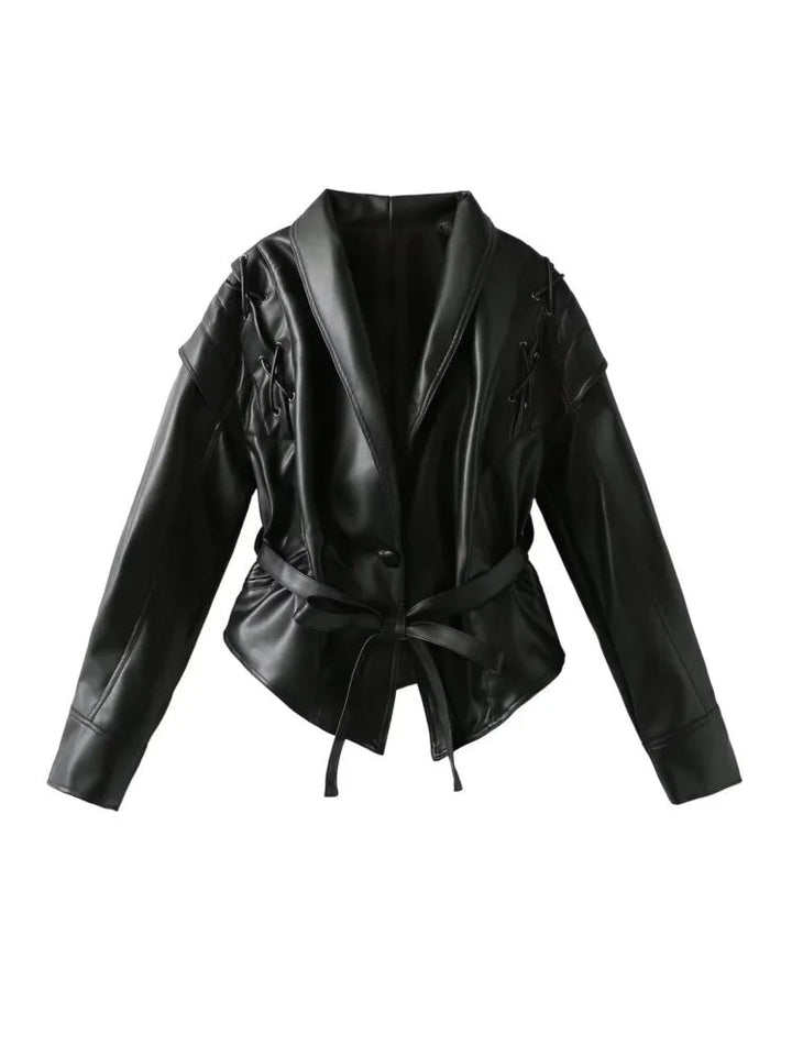 Manteau Hiver Femme Long avec Ceinture à Nouer en PU – Élégant et Confortable pour un Style Moderne 3