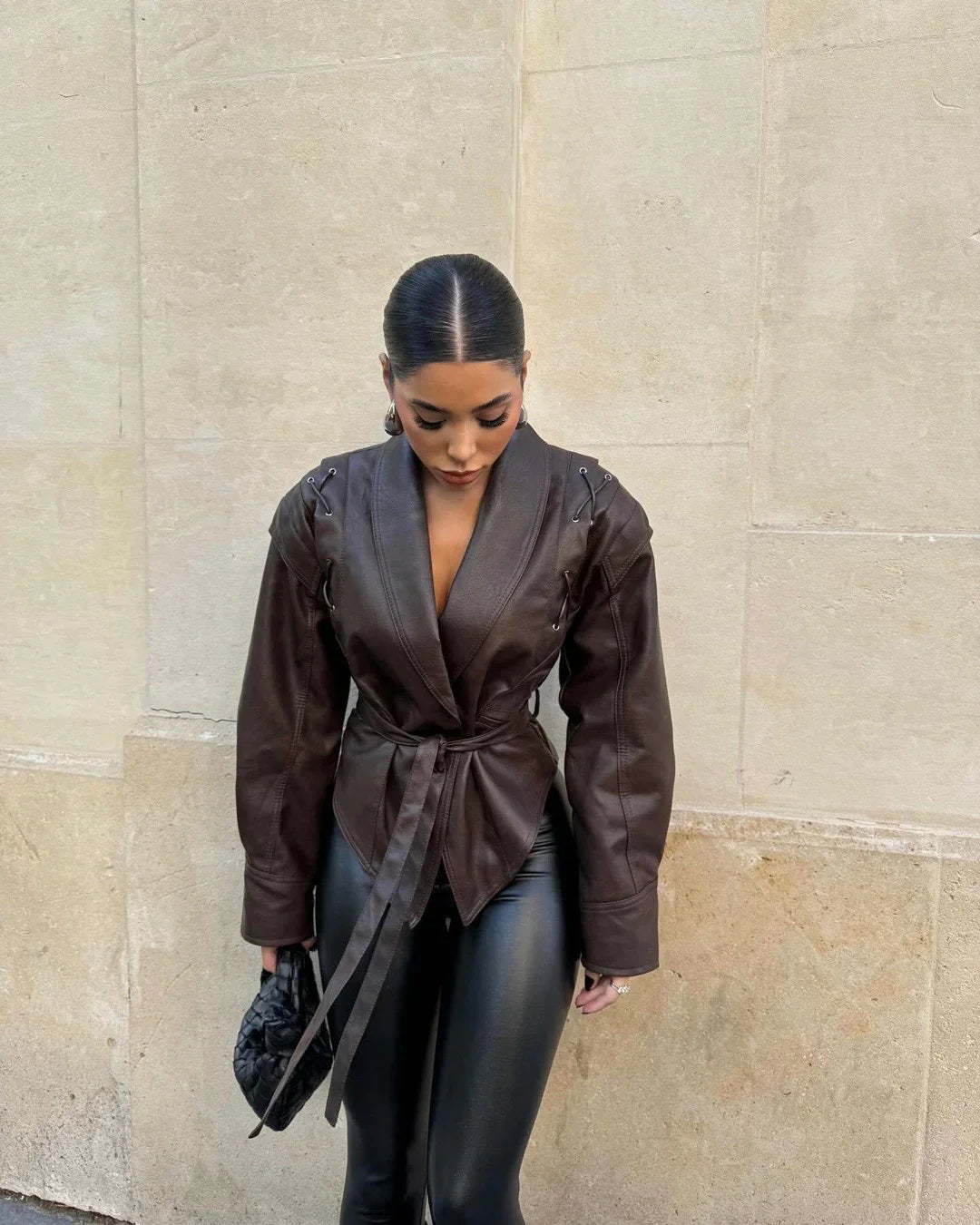 Manteau Hiver Femme Long avec Ceinture à Nouer en PU – Élégant et Confortable pour un Style Moderne 6