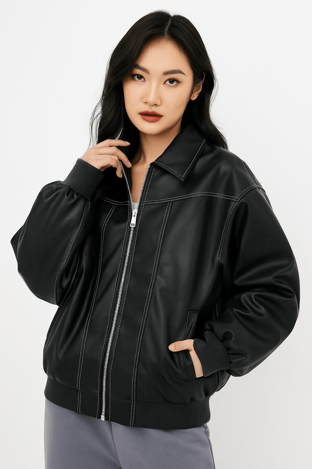 Manteau Hiver Femme Surdimensionné en PU Doux – Long, Confortable et Tendance 1
