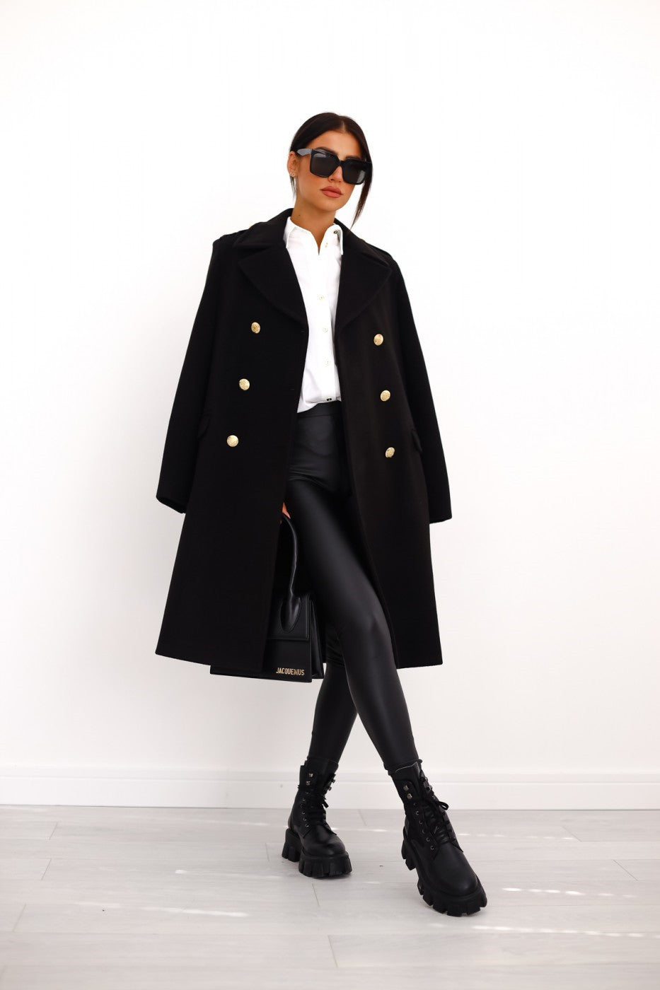 Manteau Hiver Femme en Laine, Trench Long Chic à Double Boutonnage avec Poches Latérales 5