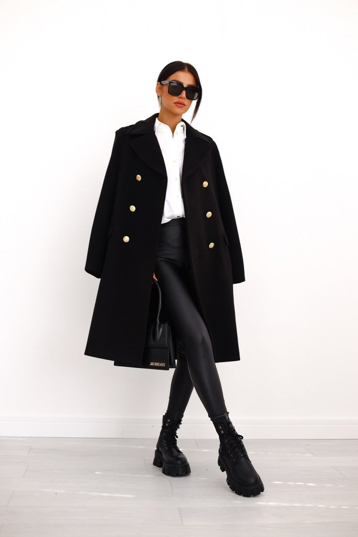 Manteau Hiver Femme en Laine, Trench Long Chic à Double Boutonnage avec Poches Latérales 5