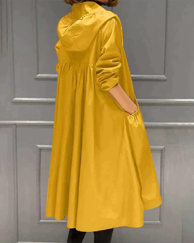 Manteau Imperméable Mi-Long Femme avec Capuche et Fermeture Éclair – Manteau Hiver Femme Élégant et Pratique 4