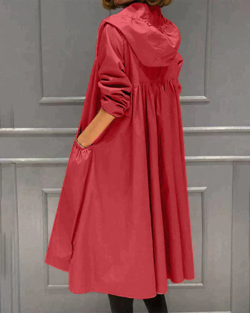 Manteau Imperméable Mi-Long Femme avec Capuche et Fermeture Éclair – Manteau Hiver Femme Élégant et Pratique 5