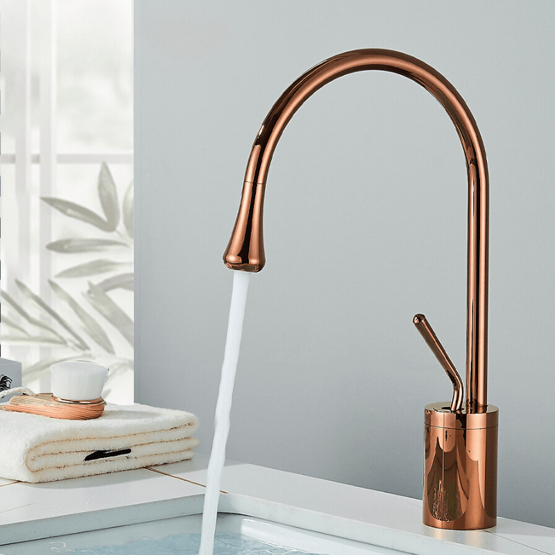 Mélangeur d'Évier en Laiton Doré Brossé – Robinetterie Salle de Bain Élégante et Pratique avec Installation Facile 4
