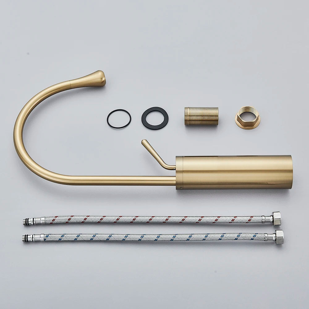 Mélangeur d'Évier en Laiton Doré Brossé – Robinetterie Salle de Bain Élégante et Pratique avec Installation Facile 6