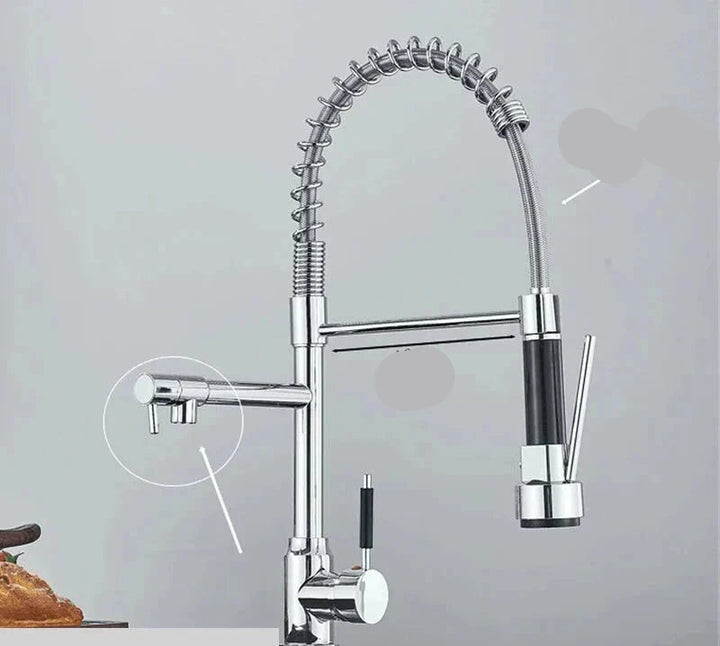 Mélangeur de Cuisine en Acier Inoxydable avec Bec Extensible et Rotation à 360° - Mitigeur pour Évier Cuisine 0