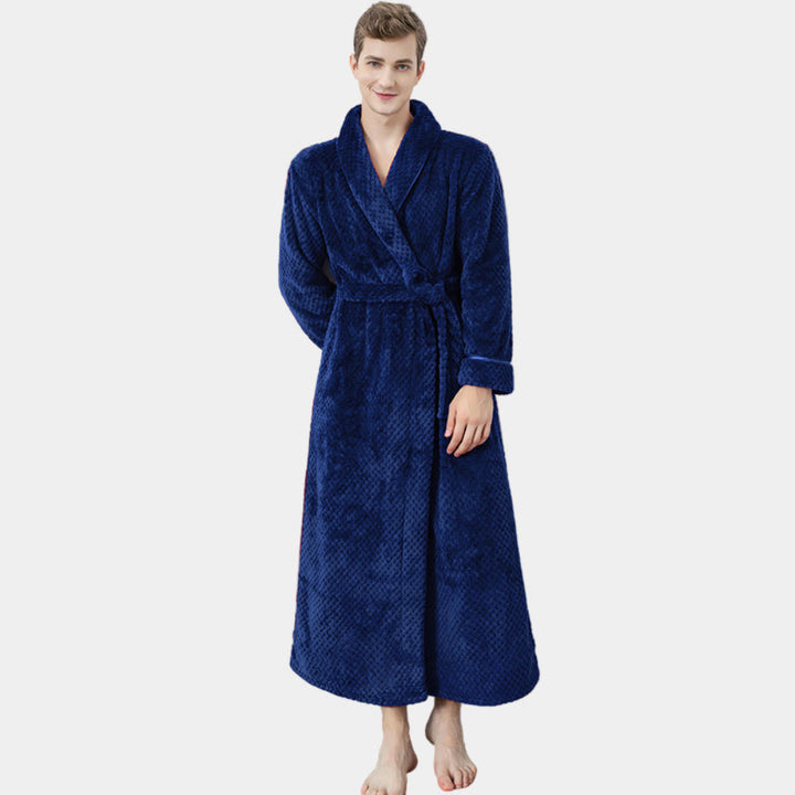 Accappatoio lungo termico da uomo per l'inverno, completo, per il relax