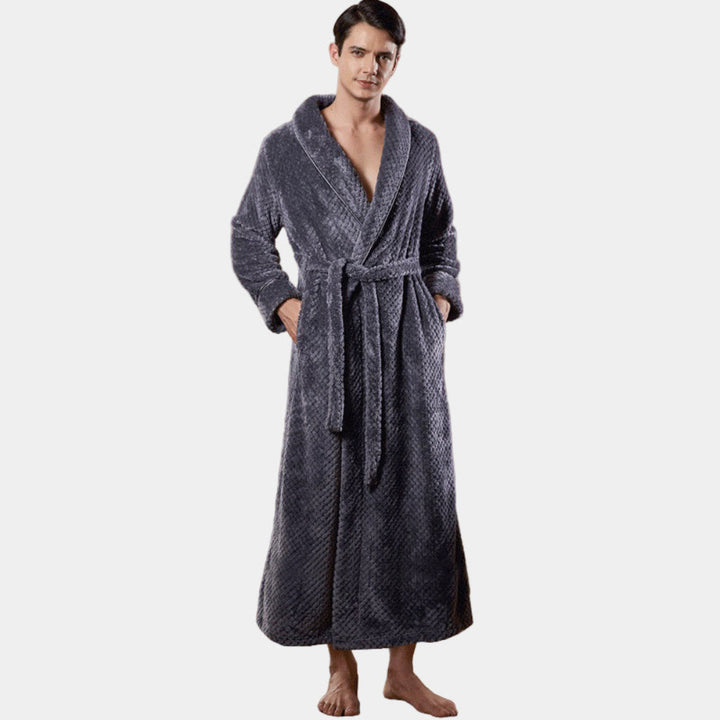 Accappatoio lungo termico da uomo per l'inverno, completo, per il relax